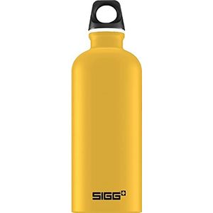 SIGG Traveller Mustard Touch Aluminium drinkfles, klimaatneutraal gecertificeerd, geschikt voor koolzuurhoudende dranken, lekvrij, vederlicht, BPA-vrij, geel, 0,6 l