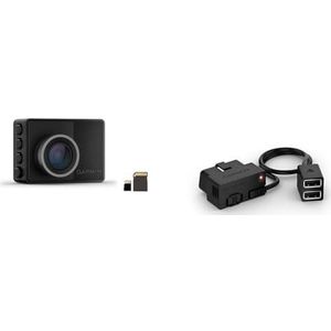 Garmin Dash Cam 57 Dashcam voor Auto, 140 Graden Beeldveld, Zwart & GARMIN Dashcam Constante Voedingskabel, Dash Cams Serie