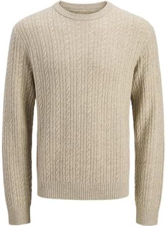 Trui met ronde hals in tricot JACK & JONES. Wol materiaal. Maten L. Beige kleur