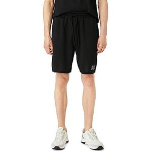 Koton Heren Slogan bedrukte Trekkoord Pocket Detail Sport Shorts, 999 (zwart), L
