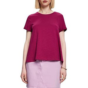 ESPRIT Klassiek T-shirt met ronde hals, 100% katoen, donkerroze (dark pink), XS