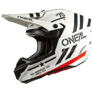 O'NEAL | MX Enduro Motocross Helm | 2 shells en 2 EPS voor extra veiligheid, ABS shell, rubberen neus bescherming | 5SRS Polyacrylite Squadron V.22 Adult | White Black | XXL