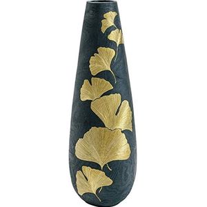 Kare Vaas Elegance Ginkgo 95cm, polyhars, goud