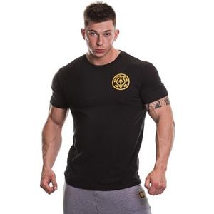 Gold's Gym GGTS001 Basic T-shirt voor heren, met opdruk van de linkerborst, met logo en ronde hals