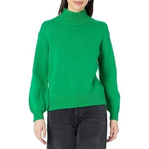 Amazon Essentials Dames katoenen trui met trechterhals (verkrijgbaar in grote maten), groen, X-Small