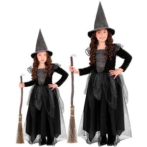 Widmann - Kinderkostuum heks, vloerlange jurk en heksenhoed, tovenaar, sprookjeskostuum