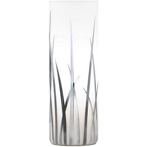 EGLO Tafellamp Rivato, 1-lichts tafellamp modern, elegant, bedlampje van glas met decoratie, woonkamerlamp in chroom, wit, lamp met schakelaar, E27-fitting