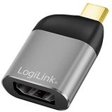 LogiLink USB 3.2 Gen2 Adapter Ultra-HD 8K, USB Type-C (stekker) naar DisplayPort (female), kleur: zwart/grijs