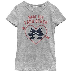 Disney Characters Heart Polka Dot Silhouette Girl's Crew Tee, Athletic Heather, X-Small, Athletic Heather, XS