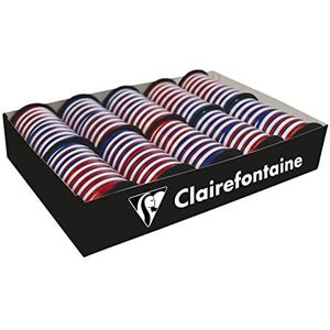 Clairefontaine 612698C verpakking (met 10 spoelen geschenklint, 10 m x 10 mm, Franse vlag, ideaal voor uw geschenken of knutselprojecten) 10 stuks blauw/wit/rood
