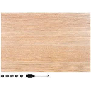 Navaris magnetisch bord in houtlook - Magneetbord om op te schrijven - Memobord voor aan de muur 60 x 40 cm - Inclusief magneten en marker