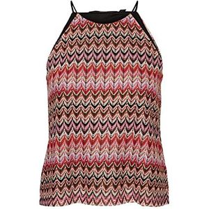 VERO MODA Dames VMDICTE halternek JRS Top, Bon Bon + Navy B + Snow + Etc, XS, Bittersweet/patroon: bon bon + Navy B + Sneeuw W + etc, XS