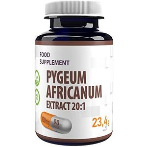 Pygeum Africanum 20000mg Equivalent (100mg van 20:1 Extract) 90 Vegan Capsules, gestandaardiseerd op 13% fytosterolen, hoge sterkte, Gluten-, GMO-vrij