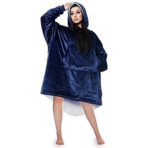 Gaveno Cavailia Deken, Oversized Sherpa Sweater, Super Warm Comfortabele Giant Pockets Hoody voor Volwassenen, Navy, Polyester, One Size