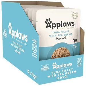 Applaws 8004ML-A Food bag for cats 70 g of tuna with gold package of 12,Multi-kleuren