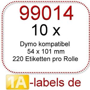 10 x 1A-Etiketten 54 x 101 mm, compatibel met Dymo 99014