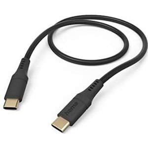 Hama Kabel Flexible USB 2.0 C stekker - USB C oplaadstekker (480 Mbit/s, nylon, 3A, verguld, 1,5 m) zwart