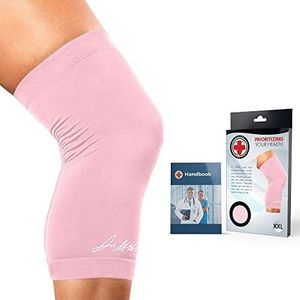 Medisch ontwikkelde Knie Brace/Knie sleeve/Knie compressiesleeve voor Vrouwen in het Roze + Dokter's handboek - Verlicht oa. gewrichtspijn, Tendonitis en andere blessures (M)
