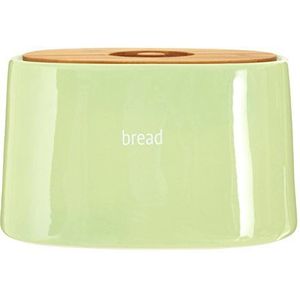 Premier Housewares Broodtrommel bamboe deksel koekjesblikken opslag taps toelopende dolomiet broodmand groene koektrommel broodopslag 19 cm x 33 cm x 22 cm