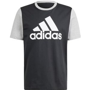 adidas Men's Essentials Single Jersey Big Logo Tee T-shirt, Black/Medium Grey Heather, M Short, Zwart/Medium Grey Heather, M