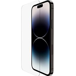 Belkin OVA107zz TemperedGlass iPhone 14 Pro-screenprotector, eenvoudig aan te brengen zonder luchtbellen met meegeleverde bevestigingsstickers, hardheidsscore van 9H,transparant