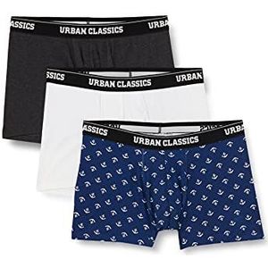 Urban Classics Heren boxershorts Snowman Christmas Boxer, 3-pack kerstonderbroeken voor mannen, maten S - 5XL, Anchor Aop+wht+cha, S