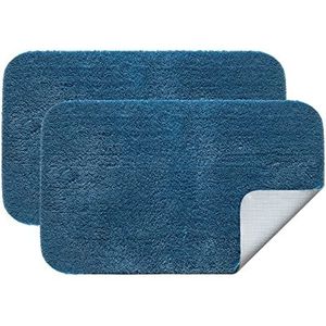 MIULEE Badmatset antislip badkamermatsets 2 stuks douchemat absorberend badkamertapijt groot tapijt deurmat binnen keuken tapijten tapijt mat voor badkamer slaapkamer keuken ingang 40x60 cm blauw