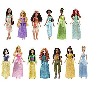 Mattel Disney Prinses speelgoed, 13 Prinsessenpoppen met Glinsterende Kleding en Accessoires, Geïnspireerd op Disney Films, Cadeaus voor Kinderen. HPG74