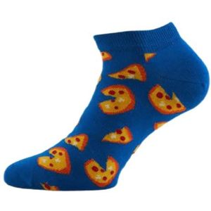 Happy Socks Junk Food, Kleurrijke en Leuke, Sokken voor Dames en Heren, Blauw-Zwart-Oranje 2 paar (36-40)