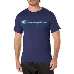 Champion Klassiek T-shirt voor heren, zeefdruk script, Atletische Navy Faux Quilt Scrip, XL