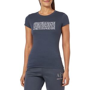 Armani Exchange Pima Cotton Crew Neck Logo Block Tee T-shirt voor dames, racing, M
