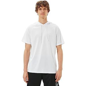 Koton Basic Raglan Sleeve Sport T-shirt met capuchon voor heren, wit (000), M
