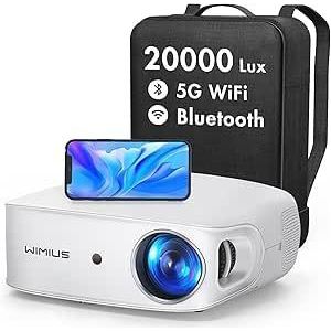 Beamer, 15000 Lux 5G WiFi Bluetooth LED beamer, 6D auto trapeziumcorrectie home theater video beamer 1080p Full HD ondersteuning 4K 300"" display, compatibel met Fire Stick smartphone, PS5 projector