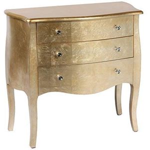 DRW Commode met 3 laden van dennenhout + MDF in champagnekleuren, 85 x 40 x 80 cm