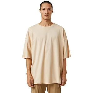 Koton Heren Basic Oversize T-Shirt Rundhals Kurzarm T-Shirt, Beige (074), Beige (074), 74)