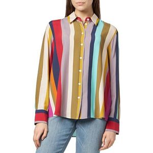 Seidensticker Damesblouse, modieuze blouse, regular fit, hemdblousekraag, lange mouwen, 100% viscose, blauw, 36