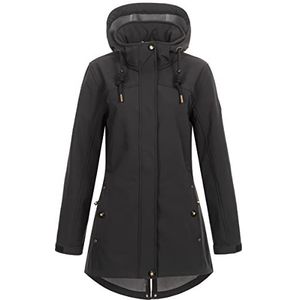 Ankerglut Dames Softshell jas korte jas met capuchon gevoerd overgangsjas #ankerglutbrise softshelljas, zwart, 54