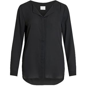 Vila Lucy Shirt met lange mouwen en V-hals, zwart (zwart), S