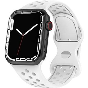 Compatibel met Apple Watch, sportarmband van siliconen, compatibel met Apple Watch 42 mm, 44 mm, 45 mm, compatibel met iWatch serie 8/7/6/5/4/3/2/1/SE, wit