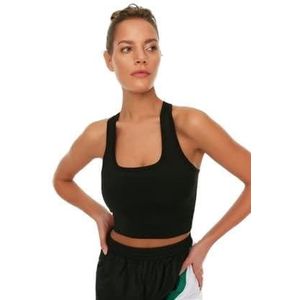 Trendyol Dames Sportkleding Crop Vierkante Kraag Gebreide Sportbeha, Zwart, XS