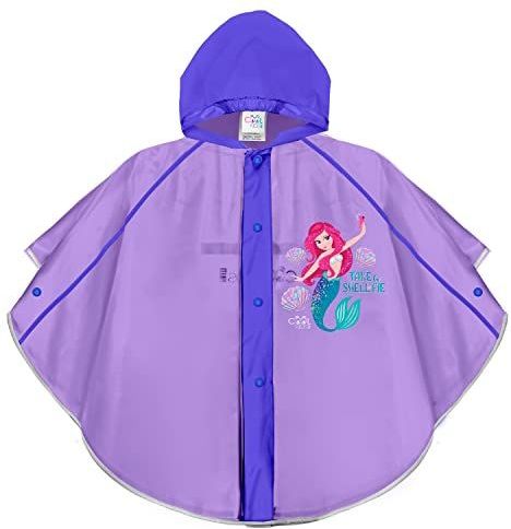 PERLETTI - Waterdichte Regen Poncho - Paarse - Kleine Meisje 3-6 Jaar - Reflecterende Regencape met Capuchon