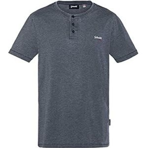 Schott NYC T-shirt met korte mouwen en Tunesische kraag voor heren, Marine., M