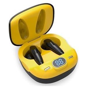 PRENDELUZ Draadloze gele hoofdtelefoon met laag stroomverbruik, bluetooth, digitaal paneel