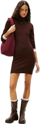 TOMMY JEANS Dames TJW ESS coltrui jurk DW0DW21958, bruin, XS, Bruin (Rich Brown), XS