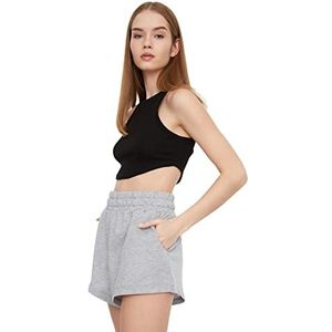 Trendyol Dames Gray Gebreide Shorts & Bermuda Casual Shorts, XS