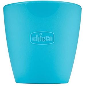 Chicco Easy Mug, klein glas van siliconen met afgeschuinde rand, eenvoudig voor kleinere kinderen, zonder te trekken, flexibel en gemakkelijk te reinigen, 6 maanden+, blauw
