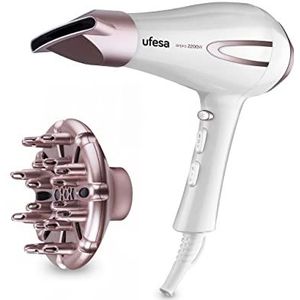 Ufesa SC8400 AirPro Professionele Föhn, Haardroger, 2200W, AC-Motor, AirPro-technologie, Inclusief Concentrator mondstuk en Diffuser, 2 snelheden en 3 Temperaturen