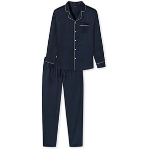 Schiesser heren pyjama lange pyjamaset, donkerblauw piping, 48