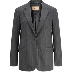 Jack & Jones JXANA Mary Brushed REG Blazer TLR SN, donkergrijs gemêleerd/strepen: lichtgrijs, S