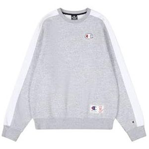 Champion Legacy Retro Sport (220318) - Soft Compact Poly Fleece Crewneck Sweatshirt, Grijs Melange/Wit (NOXM/Wht), L Heren FW24, grijs gemêleerd/wit (Noxm/Wht), L